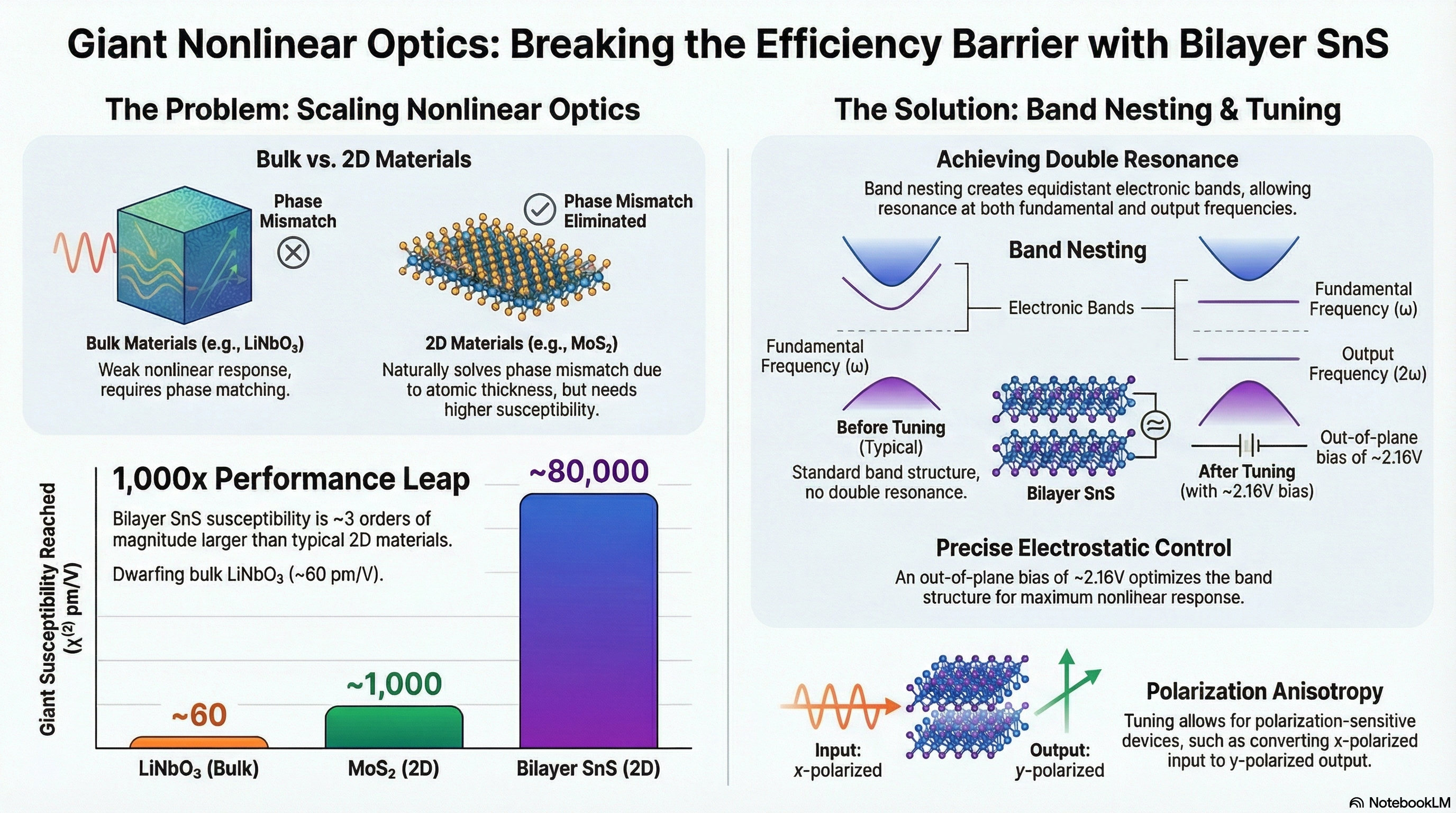Giant nonlinear optics via band nesting in bilayer SnS